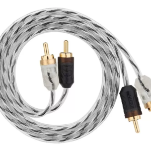 Cabo RCA Taramps 1 Metro 100cm Banhado A Ouro Double Injetado Stereo Som Automotivo
